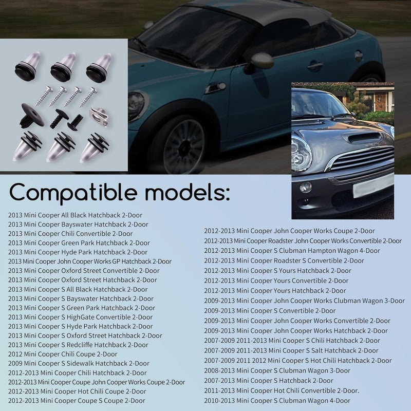 XTPTFABS 51132757697 Hood Scoop Mounting Kit Compatible with MINI Cooper 2007-2013 R56 S,2008-2015 R55 S Clubman,2009-2015 R57 S,Convertible 2011-2015 R58 S Coupe,2011-2015 R59 S Roadster - Image 2